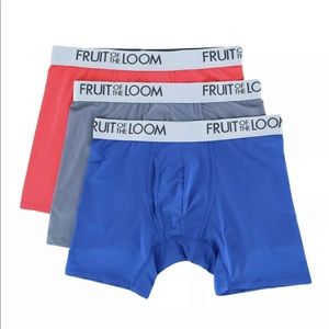 New Fruit of the Loom Men's Everlight Assorted Boxer Briefs (3 Pack) Small